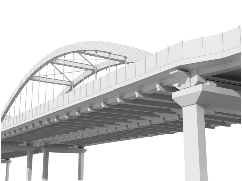 Bridge structure road cityscape landmark motorway highway urban waterway stone realistic 3D Model