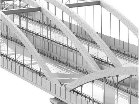 Bridge structure road cityscape landmark motorway highway urban waterway stone realistic 3D Model