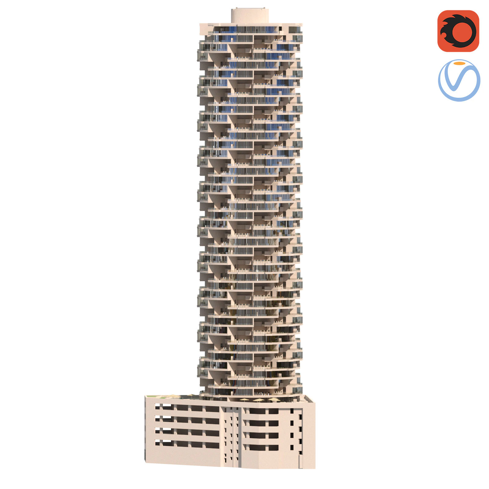 FIVE Jumeirah Village Hotel 3D Model .c4d .max .obj .3ds .fbx .stl .blend 