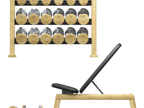 NOHrD DumbBells WeightBench Weight Rack 3D Model