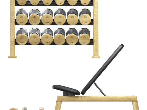 Rastrelliera per pesi per panca per manubri NOHrD Modello 3D