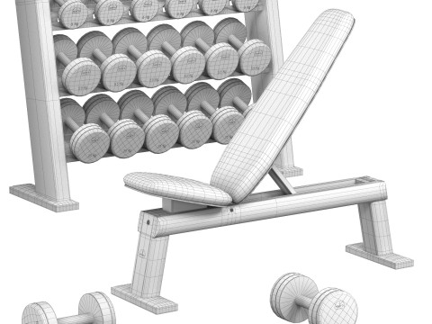 NOHrD DumbBells WeightBench Weight Rack 3D Model