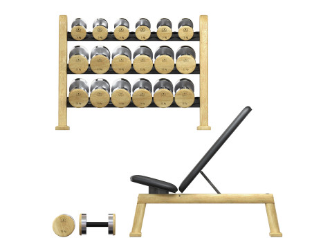 NOHrD DumbBells WeightBench Weight Rack 3D Model