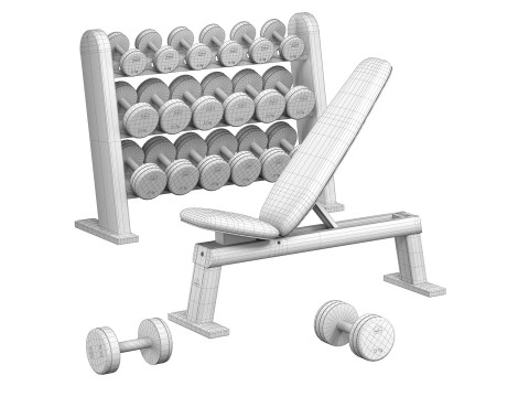 NOHrD DumbBells WeightBench Weight Rack 3D Model