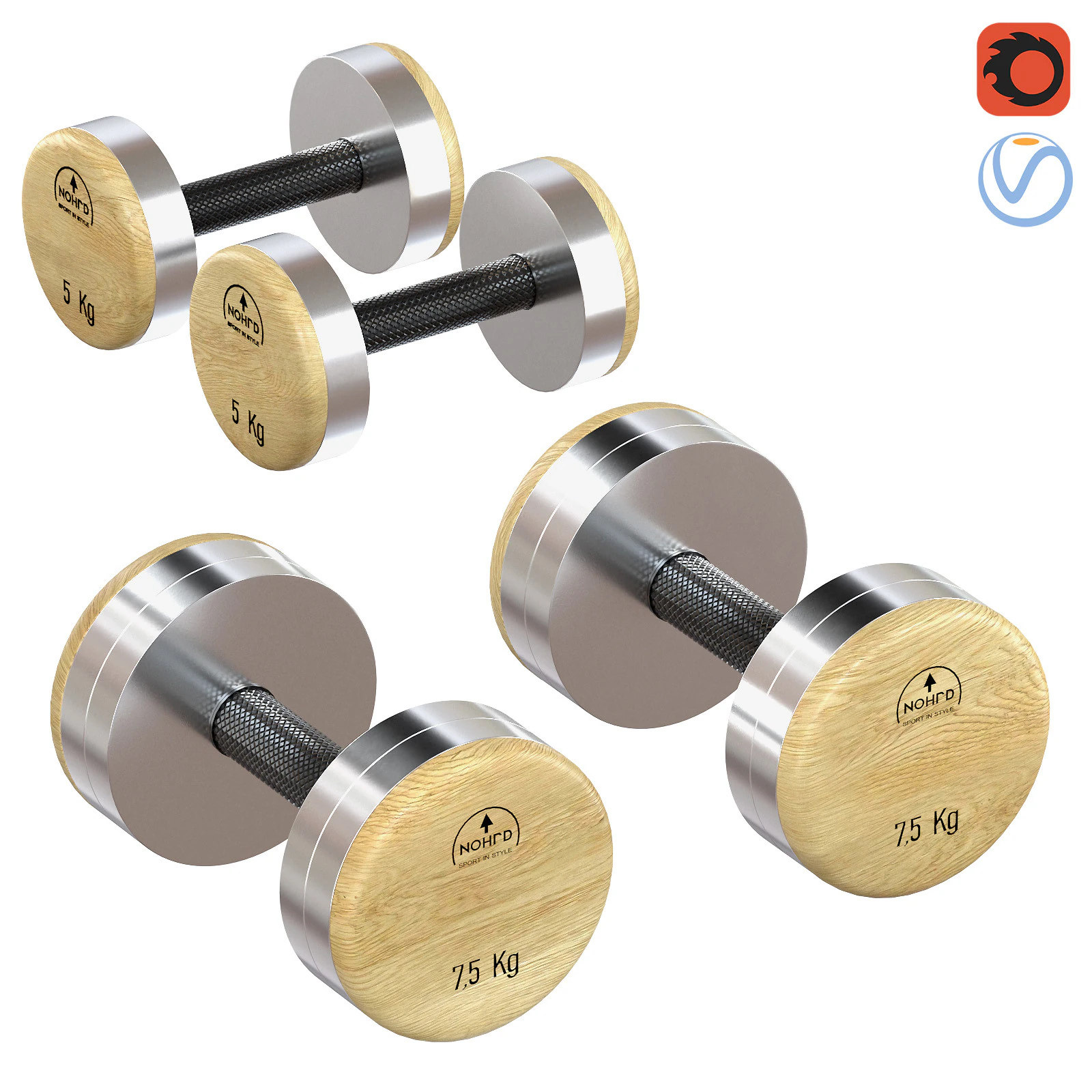 NOHrD DumbBells Weight 3D Model .c4d .max .obj .3ds .fbx .stl .blend 