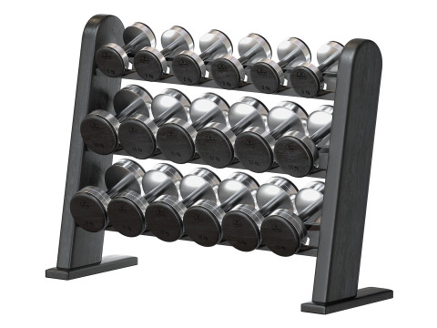 NOHrD Black DumbBells WeightBench Weight Rack Modelo 3D