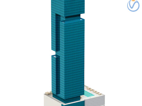 The First Hotel glass skyscraper at Jumeirah Village Circle 3D Model