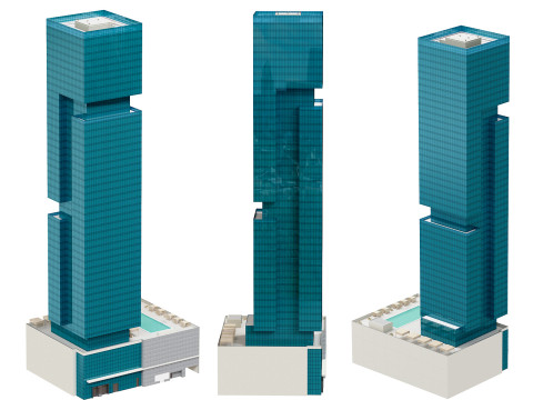 The First Hotel glass skyscraper at Jumeirah Village Circle 3D Модель