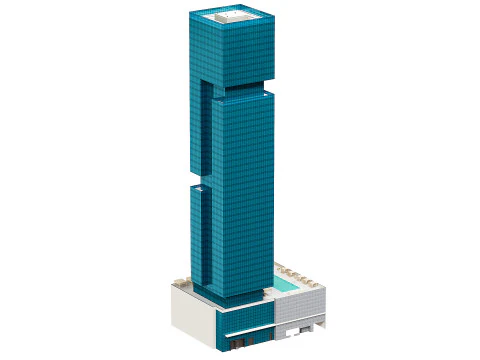 The First Hotel glass skyscraper at Jumeirah Village Circle 3D Model