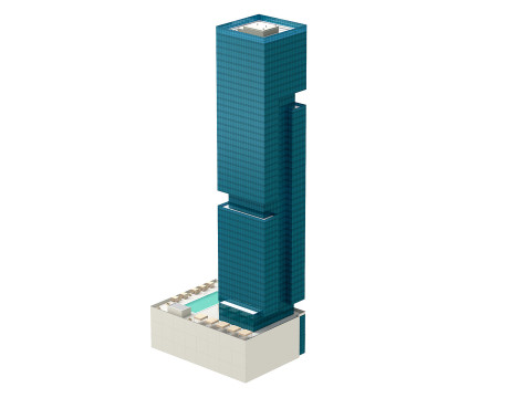 The First Hotel glass skyscraper at Jumeirah Village Circle Modelo 3D