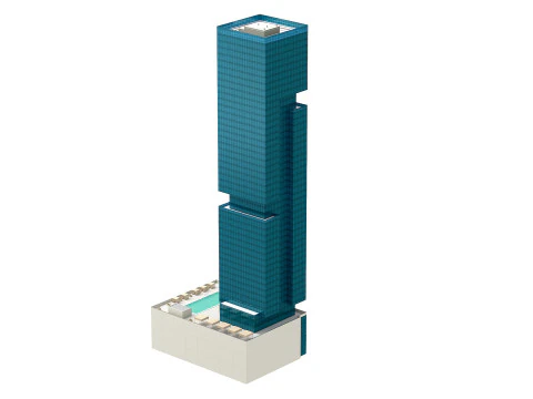 The First Hotel glass skyscraper at Jumeirah Village Circle 3D Model