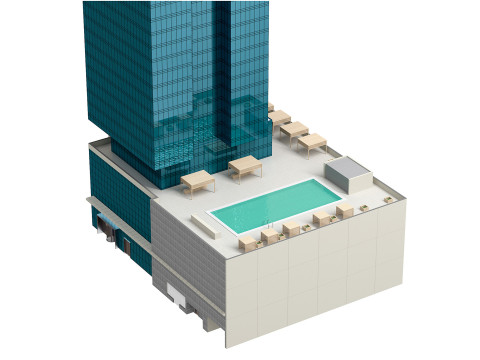 The First Hotel glass skyscraper at Jumeirah Village Circle Modelo 3D