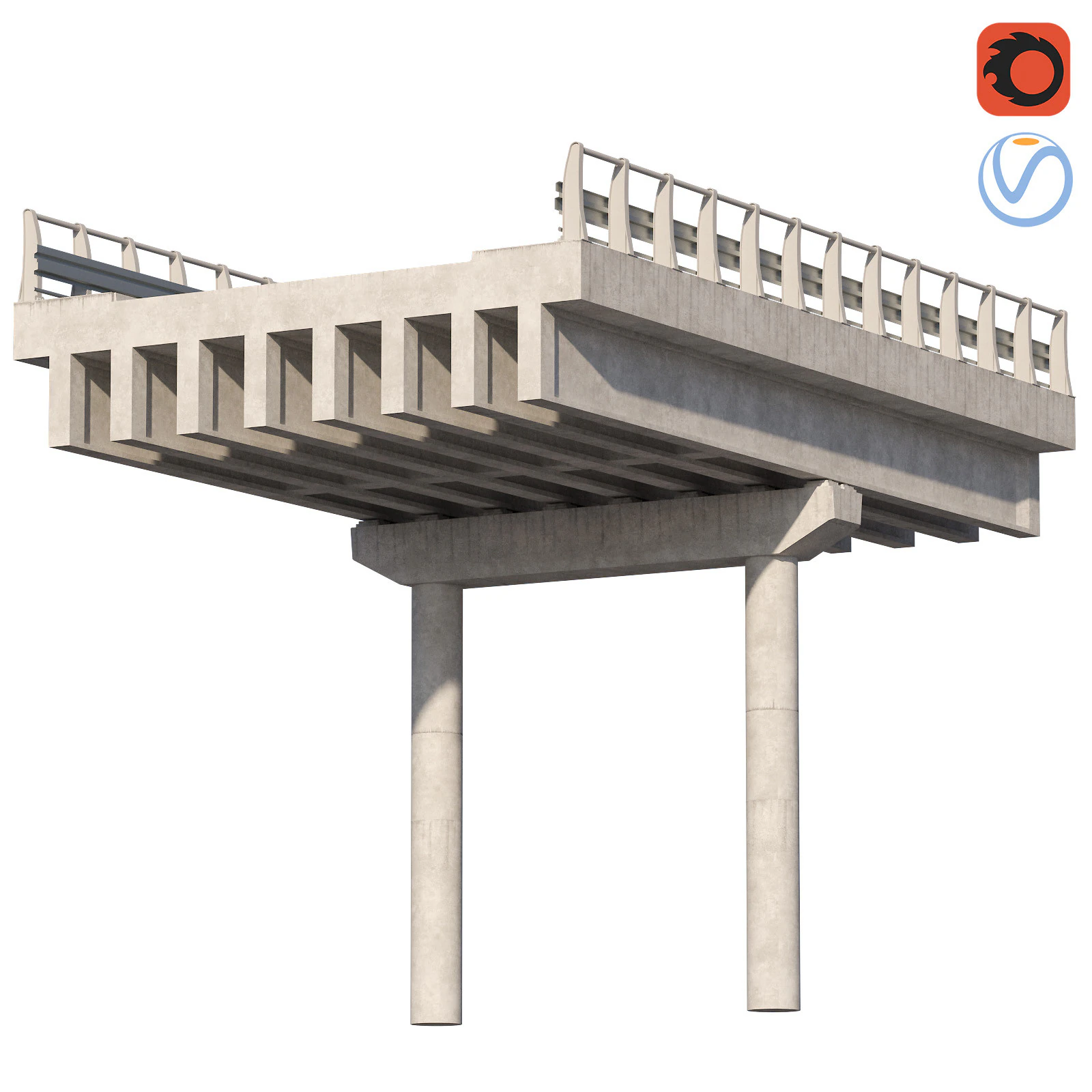 Elementi della sezione del ponte stradale per configurazione personale Modello 3D .c4d .max .obj .3ds .fbx .stl .blend 