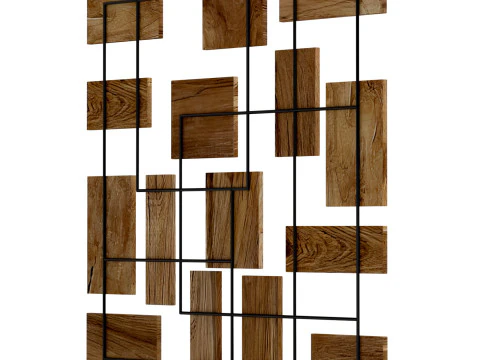 Decorative wall panel with wooden elements 3D Model