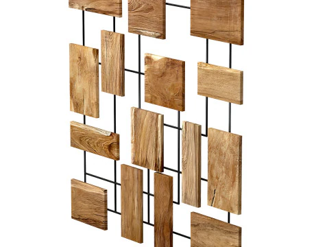 Decorative wall panel with wooden elements 3D Model