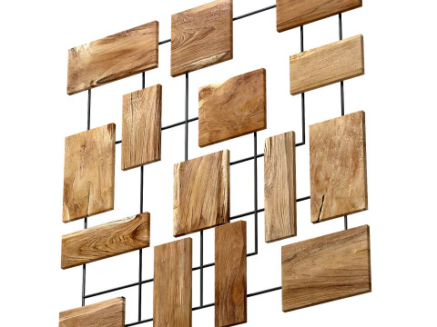 Decorative wall panel with wooden elements 3D Model