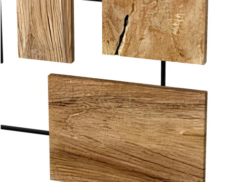 Decorative wall panel with wooden elements 3D Model