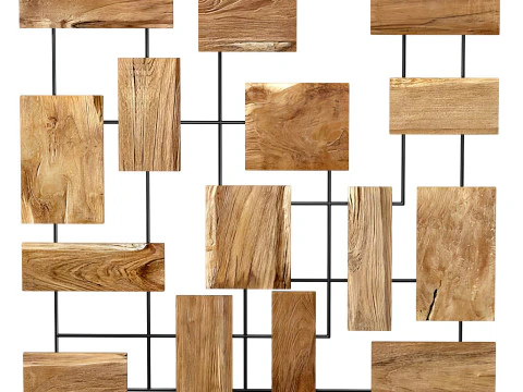 Decorative wall panel with wooden elements 3D Model