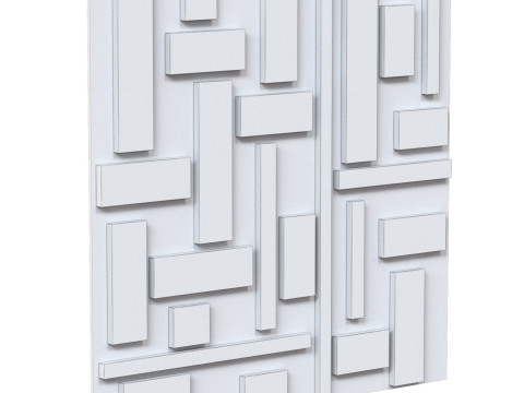 Decorative black wall panel with wooden planks elements 3D 모델
