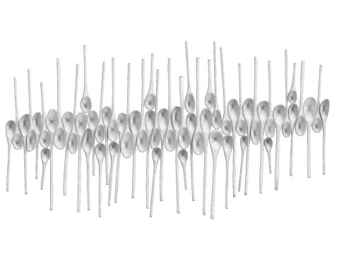 Decorative wooden set with black painted oldest spoons Modelo 3D