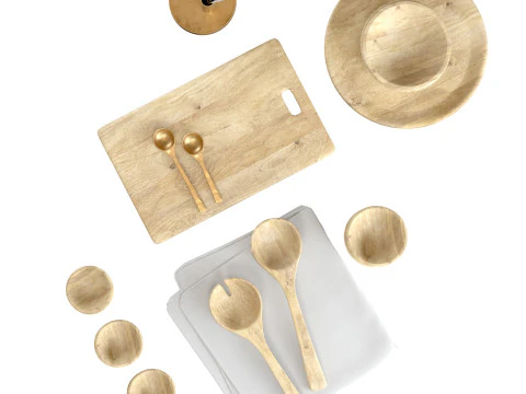 SET OF light MANGO WOOD SALAD SERVERS accessories 3D Model