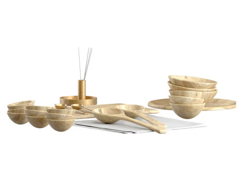 SET OF light MANGO WOOD SALAD SERVERS accessories 3D Model