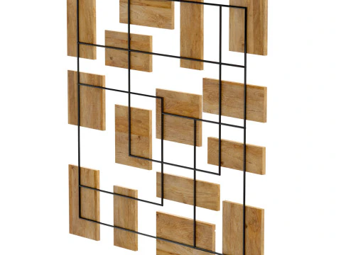 Decorative wall panel with mango wooden elements 3D Model