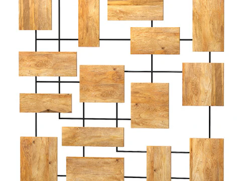 Decorative wall panel with mango wooden elements 3D Model