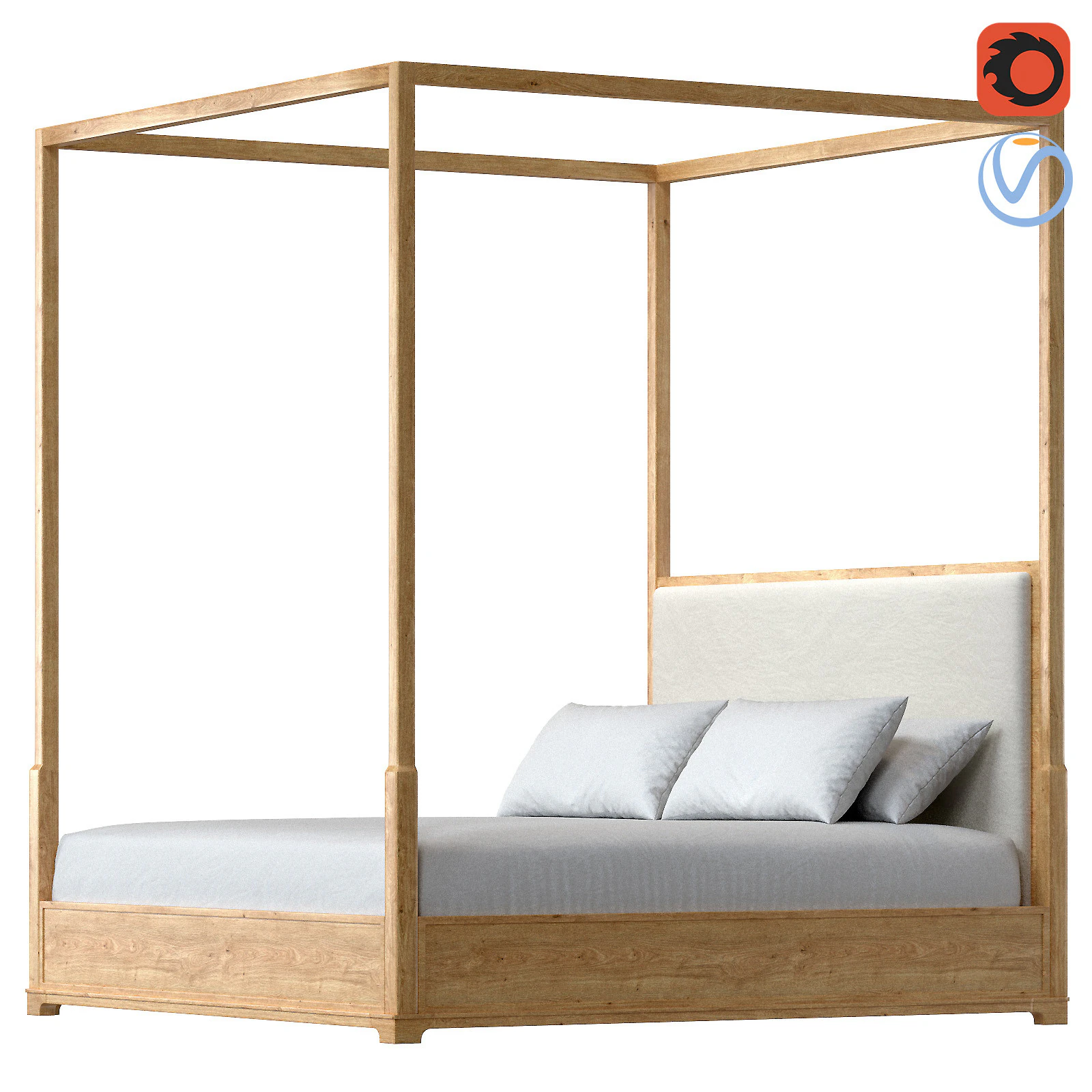 Genevieve Fabric Canopy Bed 3D Model .c4d .max .obj .3ds .fbx .stl .blend