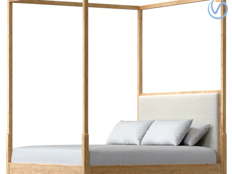 Tempat Tidur Kanopi Kain Genevieve Model 3D