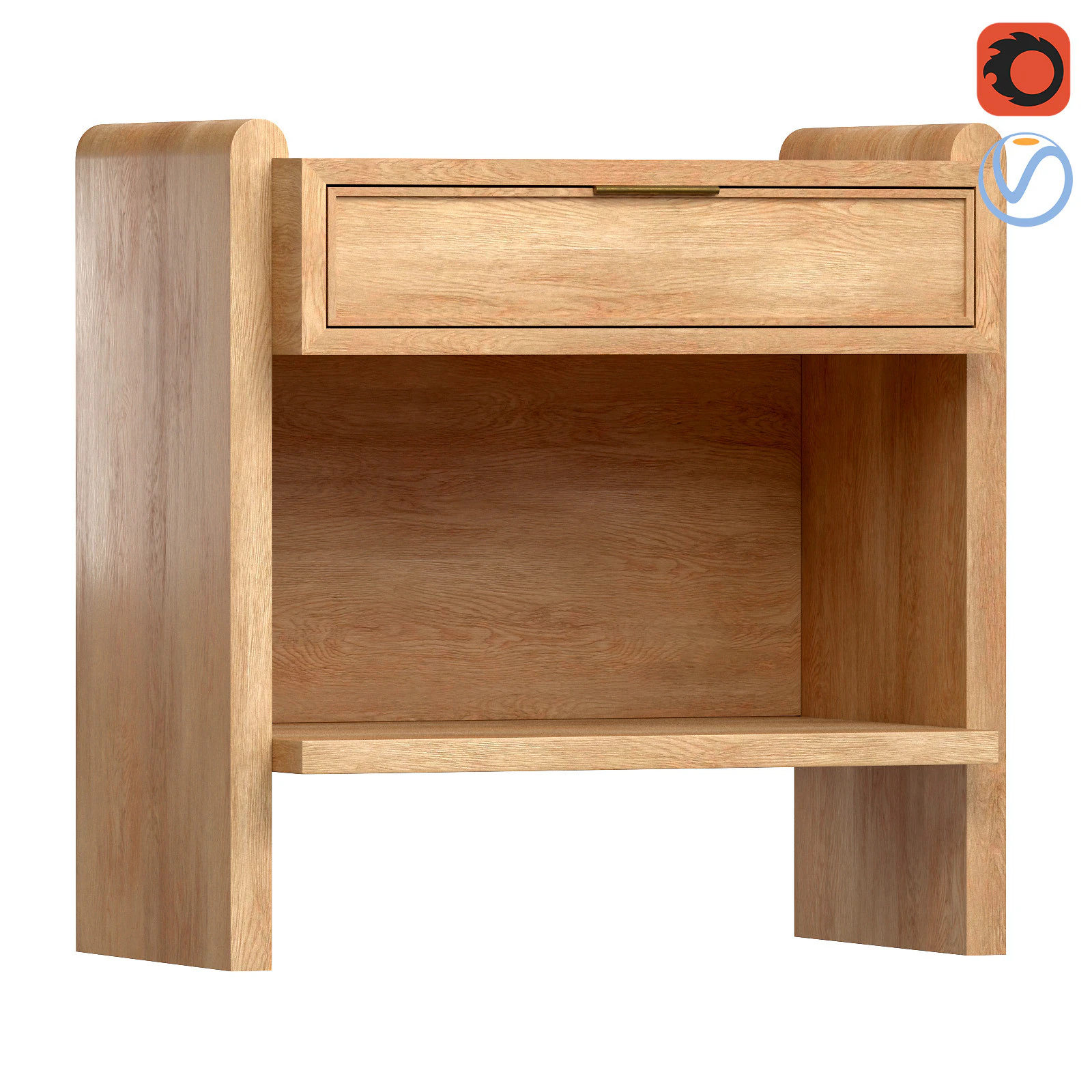Jin Nightstand wooden table 3D Model .c4d .max .obj .3ds .fbx .stl .blend 
