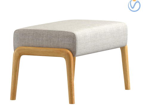 ASH WOOD AND LINEN FOOTREST STOOL 3D Модель