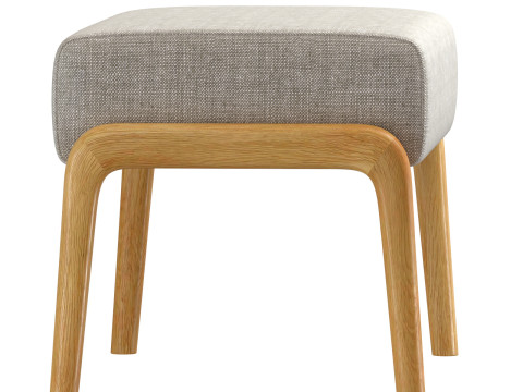 ASH WOOD AND LINEN FOOTREST STOOL 3D Model