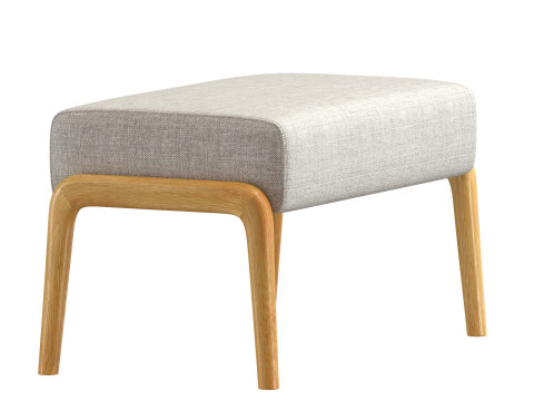 ASH WOOD AND LINEN FOOTREST STOOL 3D Model