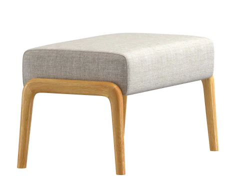 ASH WOOD AND LINEN FOOTREST STOOL 3D Model