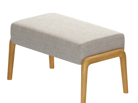 ASH WOOD AND LINEN FOOTREST STOOL 3D Model