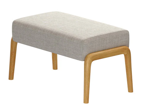 ASH WOOD AND LINEN FOOTREST STOOL 3D Model