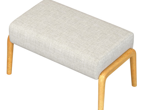 ASH WOOD AND LINEN FOOTREST STOOL 3D Model