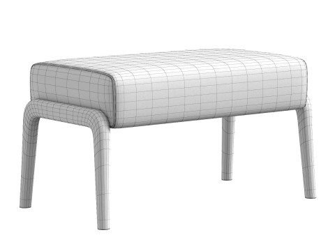 ASH WOOD AND LINEN FOOTREST STOOL 3D Model