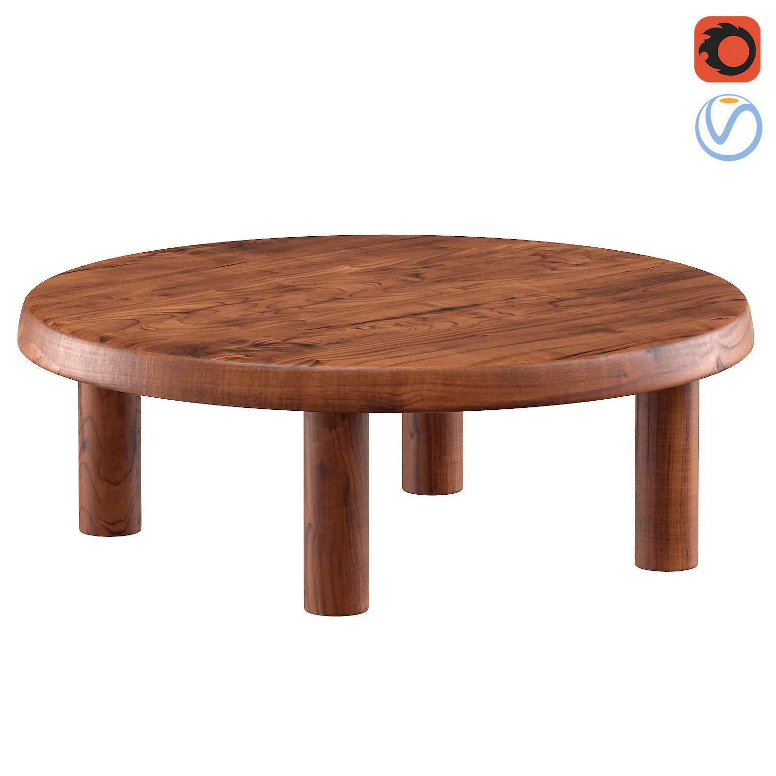 Pierre Chapo Coffee Table T02 M French Oak 1965 3D Model .c4d .max .obj .3ds .fbx .stl .blend