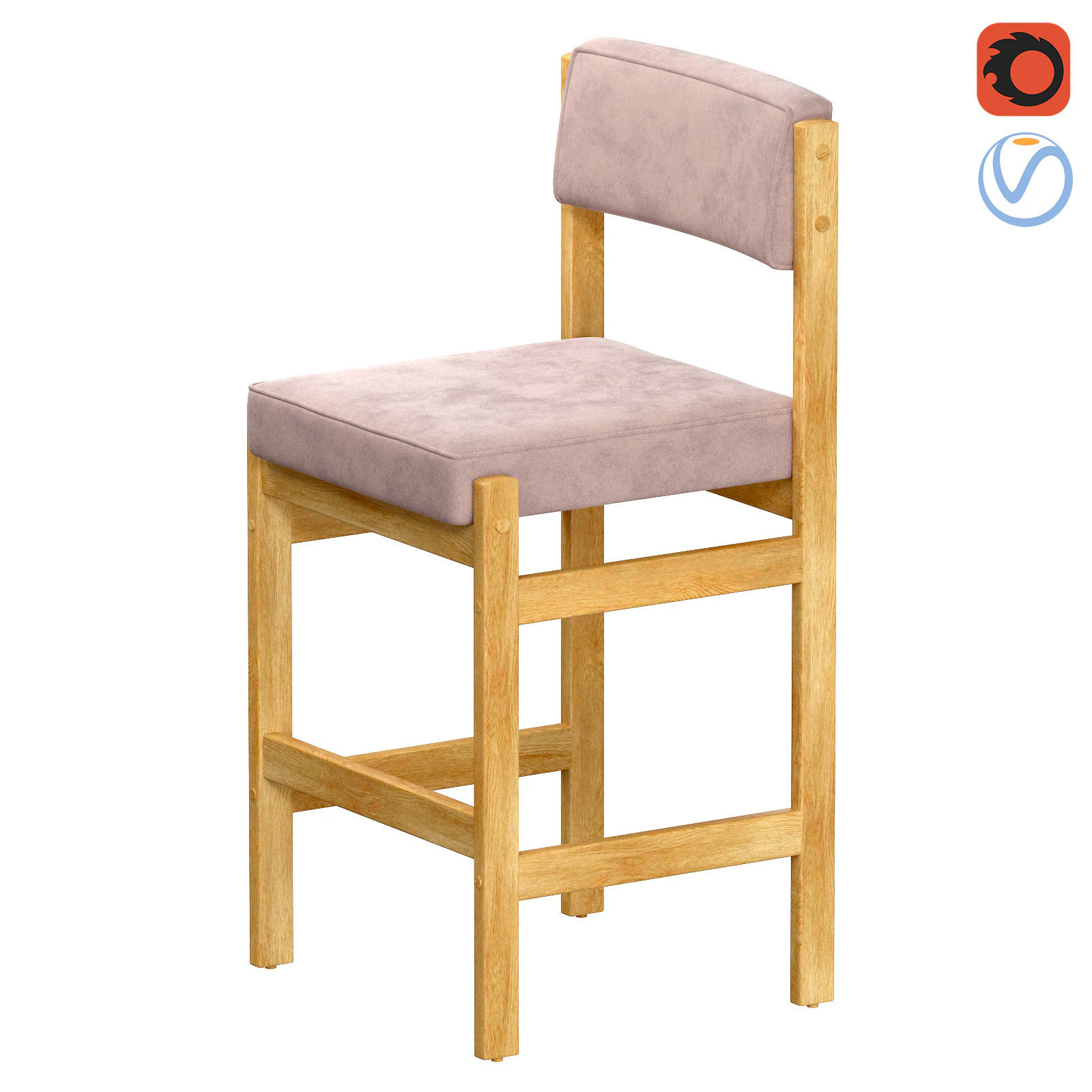 Espasso Tiao Wooden Bar Stool 3D Model .c4d .max .obj .3ds .fbx .stl .blend