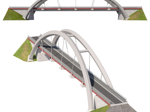 Cable-stayed suspension bridge with arch structure Modelo 3D