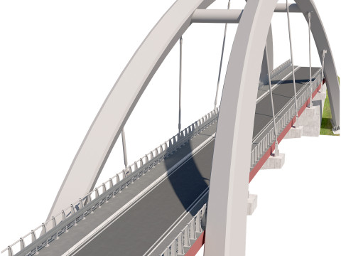 Cable-stayed suspension bridge with arch structure Modelo 3D