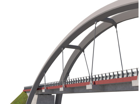 Cable-stayed suspension bridge with arch structure Modelo 3D