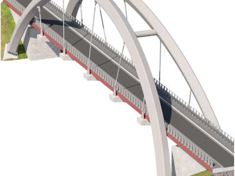 Cable-stayed suspension bridge with arch structure Modelo 3D