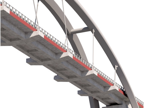 Cable-stayed suspension bridge with arch structure Modelo 3D