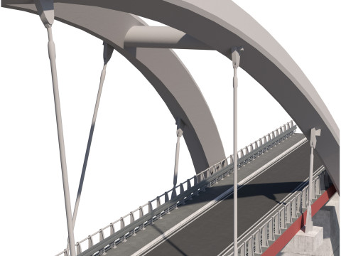 Cable-stayed suspension bridge with arch structure Modelo 3D