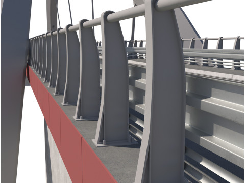 Cable-stayed suspension bridge with arch structure Modelo 3D