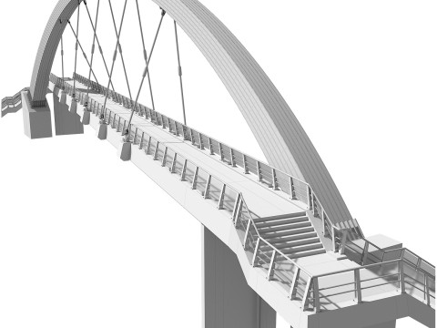 Bridge-04 cable-stayed pedestrian bridge supported by an arch structure 3D Model