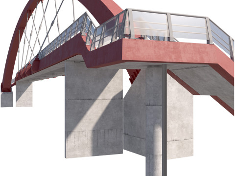 Bridge-04 cable-stayed pedestrian bridge supported by an arch structure 3D Model